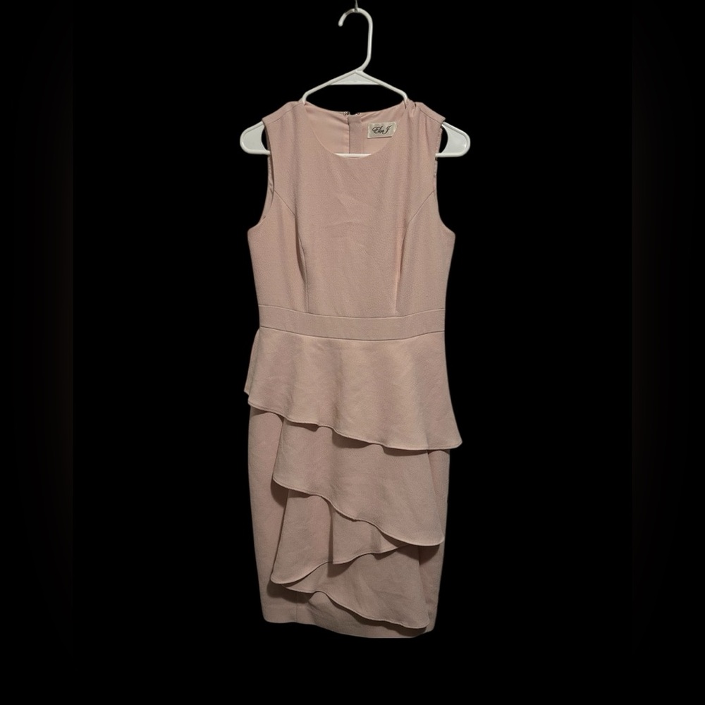 Eliza J Vintage Blush Cascade Sheath Cocktail Gala Wedding Guest Dress - 4